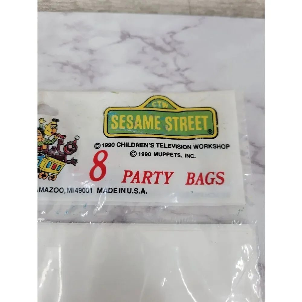 Sesame Street Happy Birthday Party Favor Treat Bags - White Vintage 90s
